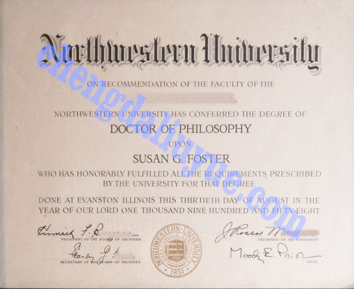 美国西北大学毕业证图片(美国的大学毕业证高清样本)