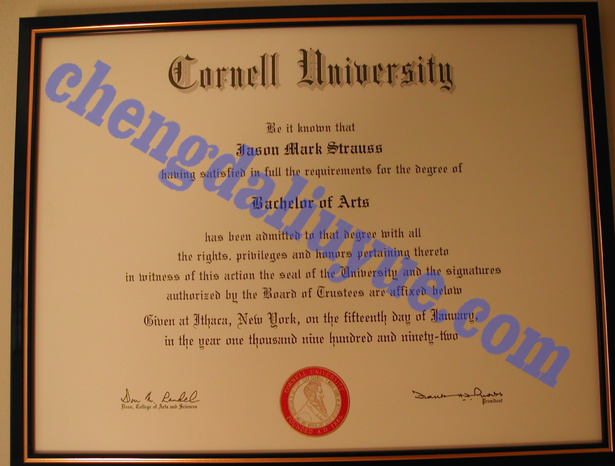 美国康奈尔大学毕业证样本（国外大学毕业证模板)