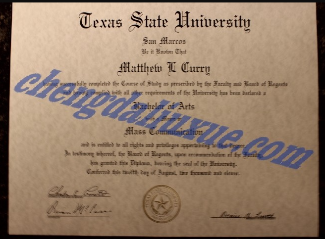 德克萨斯州立大学毕业证样本(美国大学毕业证图片)