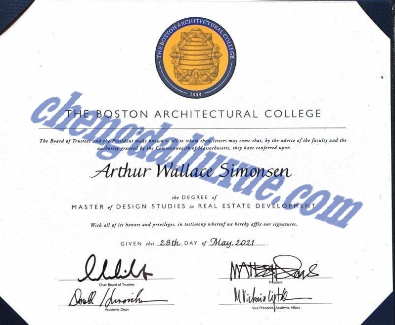 美国波士顿建筑学院毕业证样本(国外毕业文凭模板)