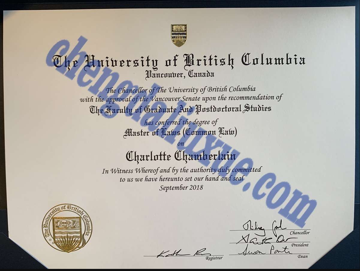 加拿大英属哥伦比亚大学UBC毕业证样本（Customized Canadian University Graduation Certificate）