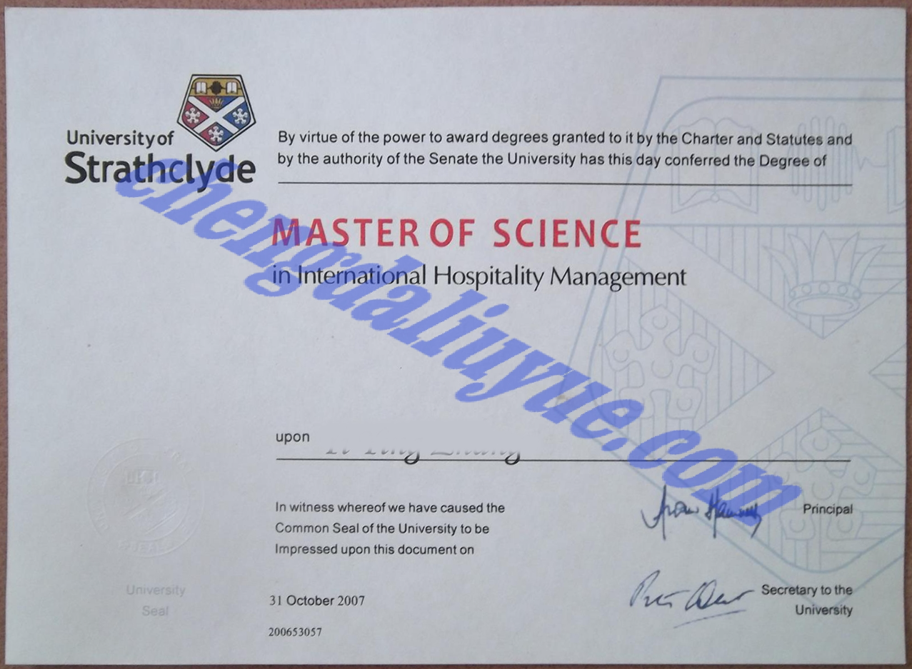 英国思克莱德大学毕业证图片（Customized graduation certificate from the University of Strathclyde, UK）