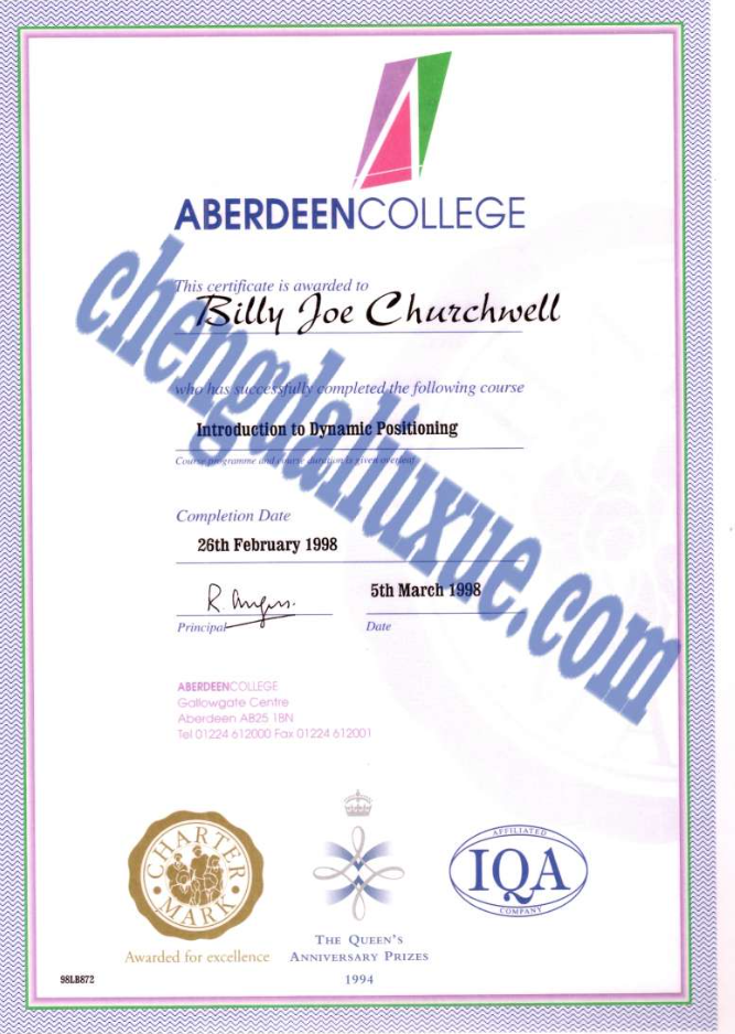 英国阿伯丁学院毕业证模板（Customized graduation certificate from Aberdeen College, UK）