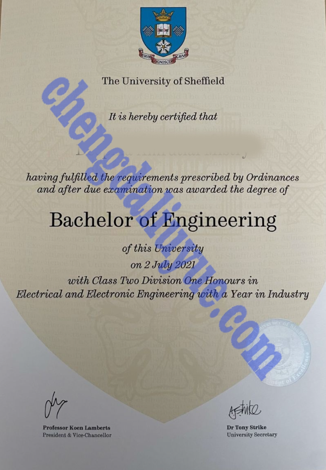 英国谢菲尔德大学毕业证图片（Customized graduation certificate from the University of Sheffield）