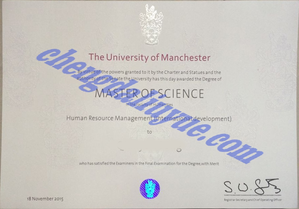 英国曼彻斯特大学毕业证模板（Manchester University Graduation Certificate Customization）