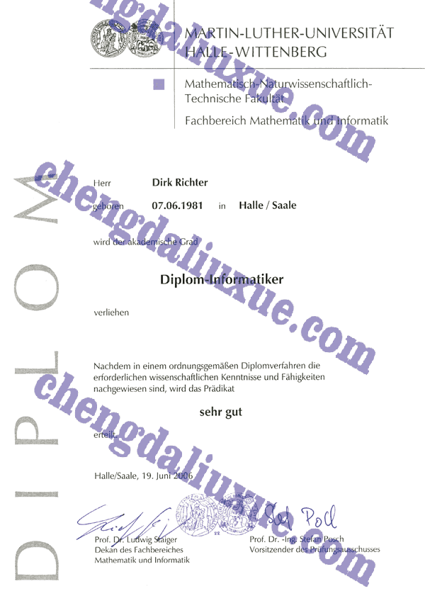 德国马丁路德大学毕业证模板