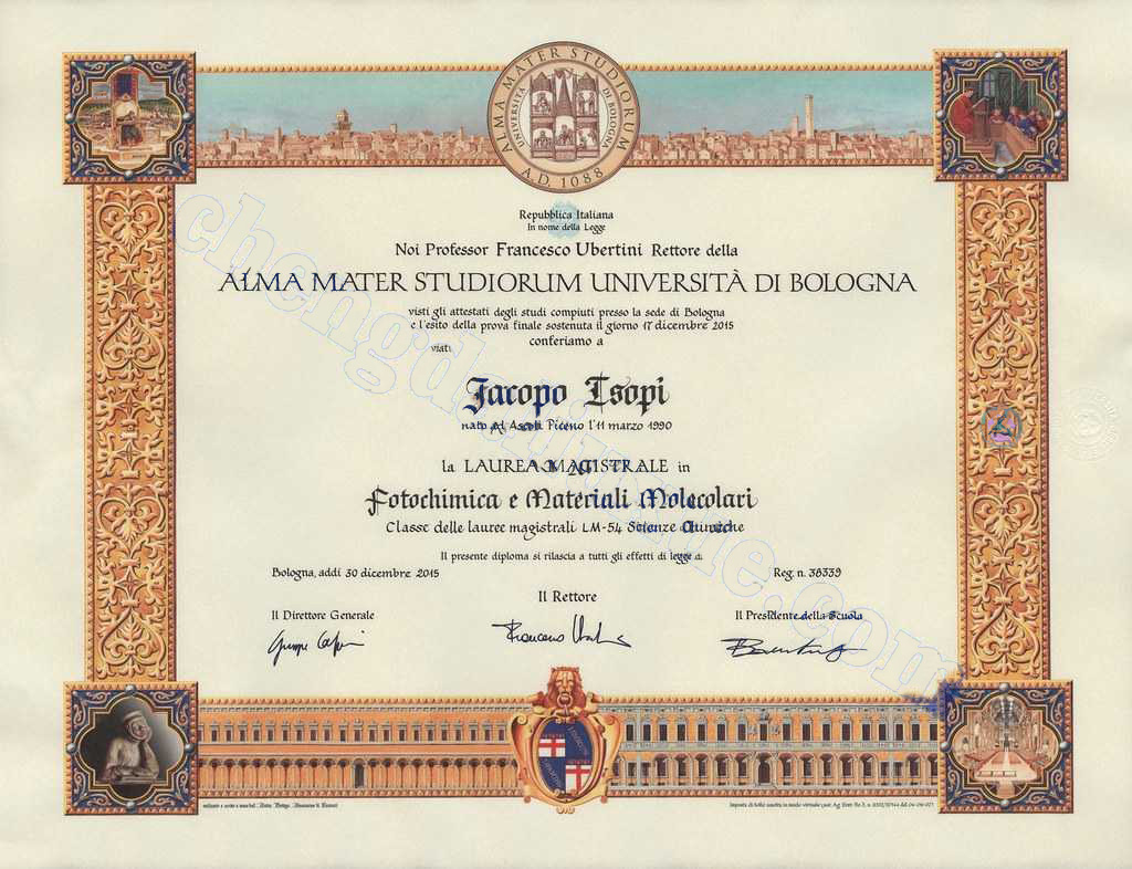 意大利博洛尼亚大学毕业证图片（Customized graduation certificate from the University of Bologna, Italy）