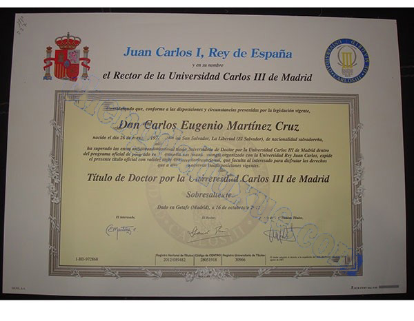 西班牙卡洛斯三世大学毕业证样本（Customized graduation certificate from Carlos III University in Spain）